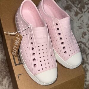 Native Jefferson Slip-On Sneakers — Light Pink with White Toe